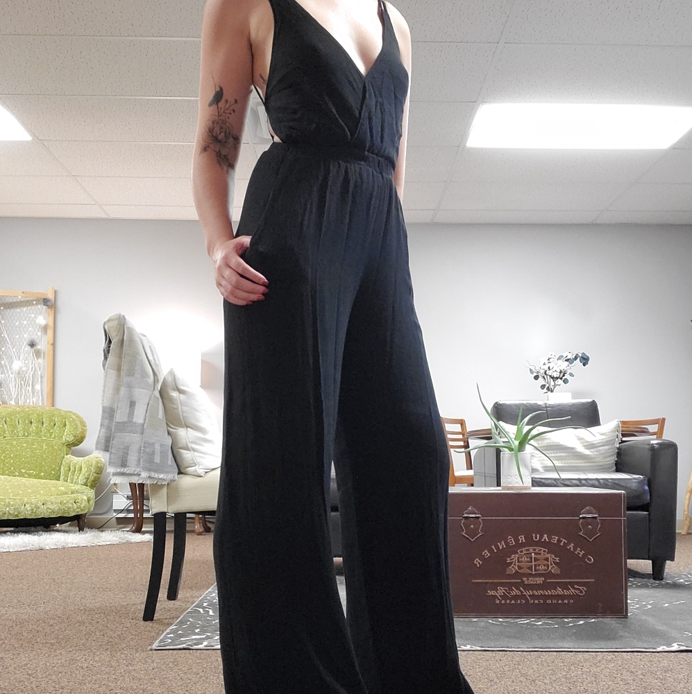 Lulus M Black Strappy Jumpsuit